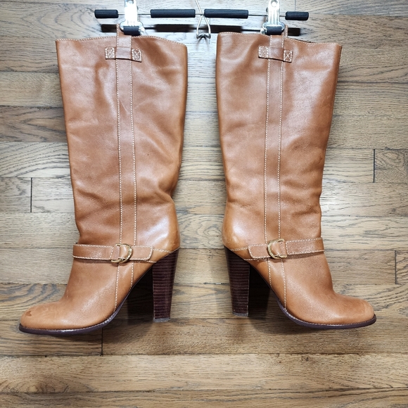 Lauren Ralph Lauren Women’s Brown Leather Knee Boots, Size 10M - Picture 1 of 5